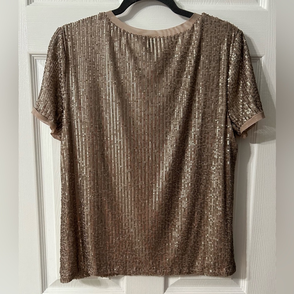 Anne Klein Women’s Rose Gold Sequins Blouse Size Medium - Picture 3 of 5